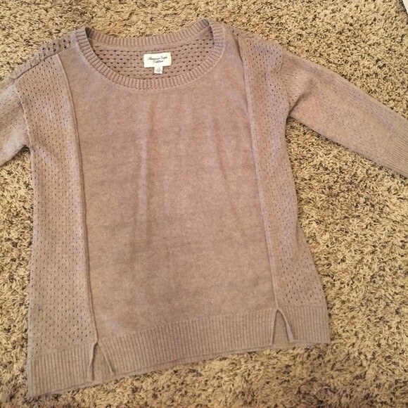 American Eagle Outfitters Sweaters - American Eagle large gray sweater. Peek a boo back